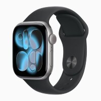 Apple Watch Series 11 42mm, Space Gray Aluminum Case with Sport Band - Black
