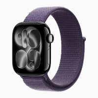 Apple Watch Series 11 46mm, Jet Black Aluminum Case with Sport Loop - Purple Fog