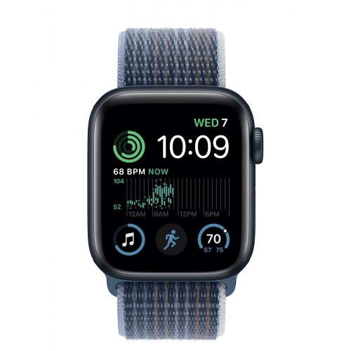 Apple Watch SE (2022) 40mm, Midnight Aluminum Case with Sport Loop - Storm Blue