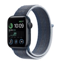 Apple Watch SE (2022) 40mm, Midnight Aluminum Case with Sport Loop - Storm Blue