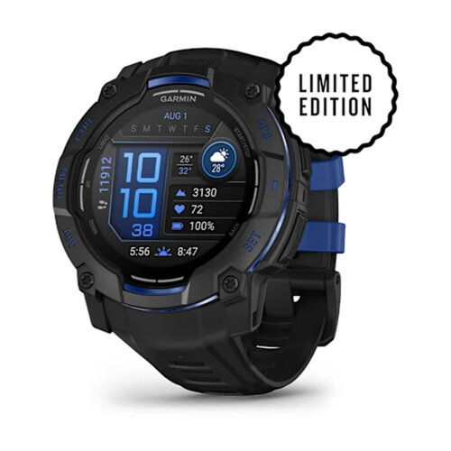 Умные часы Garmin Instinct 3 50mm, AMOLED, Black, Black/Bolt Blue Band