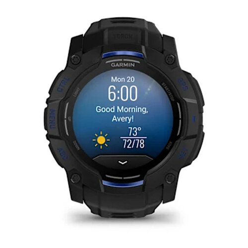 Умные часы Garmin Instinct 3 50mm, AMOLED, Black, Black/Bolt Blue Band