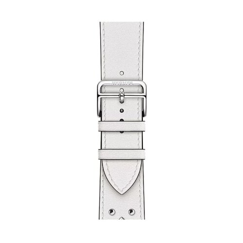 Ремешок Hermès Single Tour Clou Medor Rock из кожи Swift 46mm для Apple Watch - Белый (Blanc)