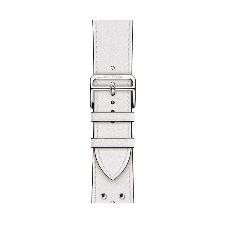 Ремешок Hermès Single Tour Clou Medor Rock из кожи Swift 46mm для Apple Watch - Белый (Blanc)