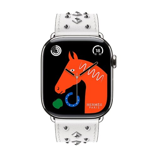 Ремешок Hermès Single Tour Clou Medor Rock из кожи Swift 46mm для Apple Watch - Белый (Blanc)