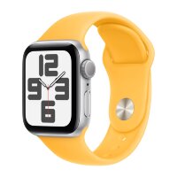 Apple Watch SE (2023) 44mm, Silver Aluminum Case with Sport Band - Sunshine (Оранжевый)