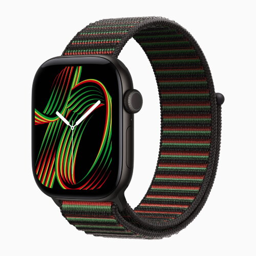 Apple Watch Series 12 42mm, Black Aluminum Case with Sport Loop - Black Unity - Unity Rhythm