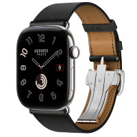 Apple Watch Hermès Series 12 46mm, Silver Titanium, ремешок Deployment Buckle черный (Noir)