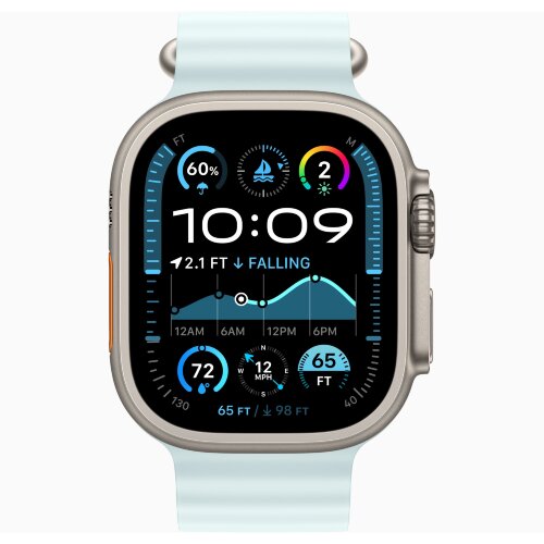 Apple Ocean Band 49mm Natural Titanium Finish - Ice Blue (Голубой)