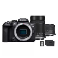 Canon EOS R10 Mirrorless Camera + RF-S 55-210mm Lens + RF-S 18-45mm Lens + SD Card + Spare Battery
