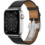 Apple Watch Series 6 Hermes 44mm, ремешок Single Tour Deployment Buckle из кожи Swift цвета Noir