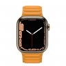 Apple Watch Series 7 41 мм, золотая нержавеющая сталь, браслет из кожи «Золотой апельсин»
