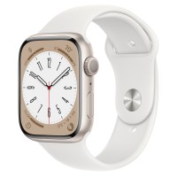 Apple Watch Series 8 45mm, Starlight Aluminum Case with Sport Band - White