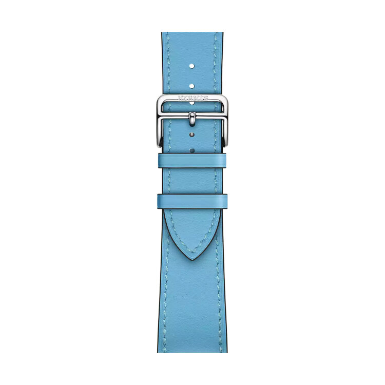Кожаный ремешок Hermes для Apple Watch Single Tour 42mm - Светло-голубой (Celeste)