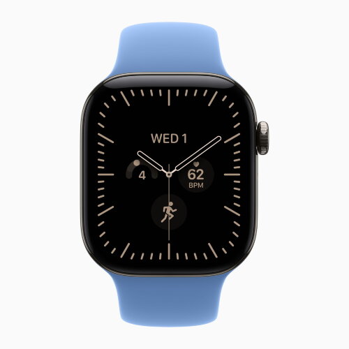 Apple Watch Series 12 46mm, Natural Titanium Case with Sport Band - Wildflower Blue