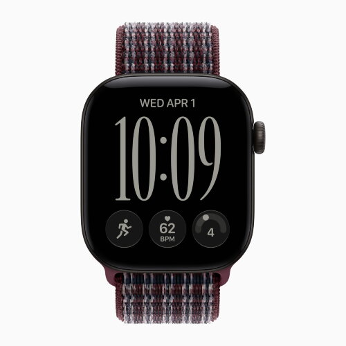 Apple Watch Series 12 46mm, Black Aluminum Case with Sport Loop - Burgundy Plaid