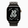 Apple Watch Series 12 46mm, Light Gold Aluminum Case with Nike Sport Loop - After Dark Black