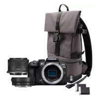 Canon EOS R10 Mirrorless Camera + RF-S 18-45mm F4.5-6.3 IS STM Lens + Mount Adapter EF-EOS R + Backpack + SD Card + Spare Battery
