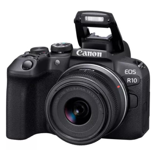 Canon EOS R10 Mirrorless Camera + RF-S 18-45mm F4.5-6.3 IS STM Lens + Mount Adapter EF-EOS R + Backpack + SD Card + Spare Battery