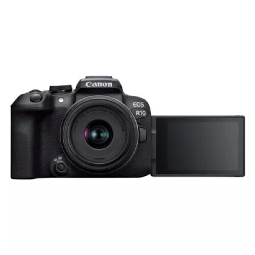 Canon EOS R10 Mirrorless Camera + RF-S 18-45mm F4.5-6.3 IS STM Lens + Mount Adapter EF-EOS R + Backpack + SD Card + Spare Battery