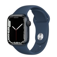 Apple Watch Series 7 41 мм, из алюминия «Тёмная ночь», спортивный ремешок «Синий омут»