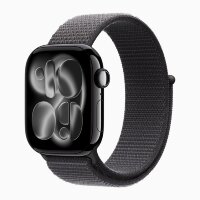 Apple Watch Series 11 46mm, Jet Black Aluminum Case with Sport Loop - Dark Gray