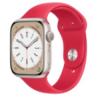 Apple Watch Series 8 45mm, Starlight Aluminum Case with Sport Band - Red