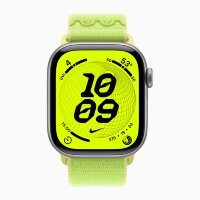 Apple Watch Series 11 42mm, Space Gray Aluminum Case with Nike Sport Loop - Volt Splash