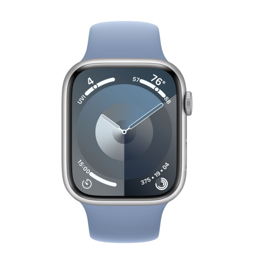 Apple Watch Series 9 45mm, Silver Aluminum Case with Sport Band - Winter Blue