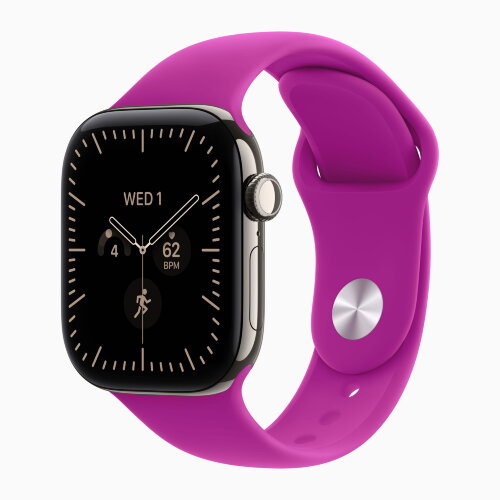 Apple Watch Series 12 46mm, Natural Titanium Case with Sport Band - Magenta