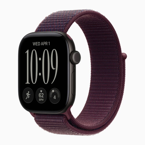 Apple Watch Series 12 46mm, Black Aluminum Case with Sport Loop - Burgundy
