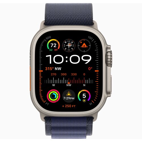 Apple Watch Ultra 2 49mm Titanium Case with Navy Alpine Loop (Small)
