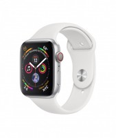 Apple Watch series 5, 44 мм Cellular + GPS, серебристый алюминий, белый спортивный ремешок
