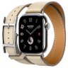 Apple Watch Hermes Series 11 42mm, двойной кожаный ремешок с пряжкой бежевого цвета