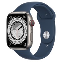 Apple Watch Series 7 45 мм, Титановые, спортивный ремешок «Синий омут»