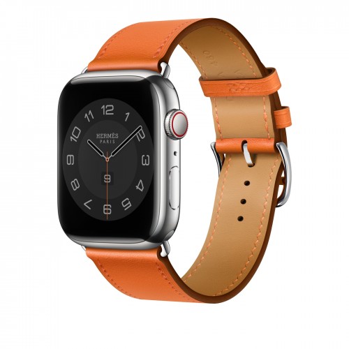 Ремешок Hermès Single Tour из кожи Swift 45mm для Apple Watch - Оранжевый (Orange)