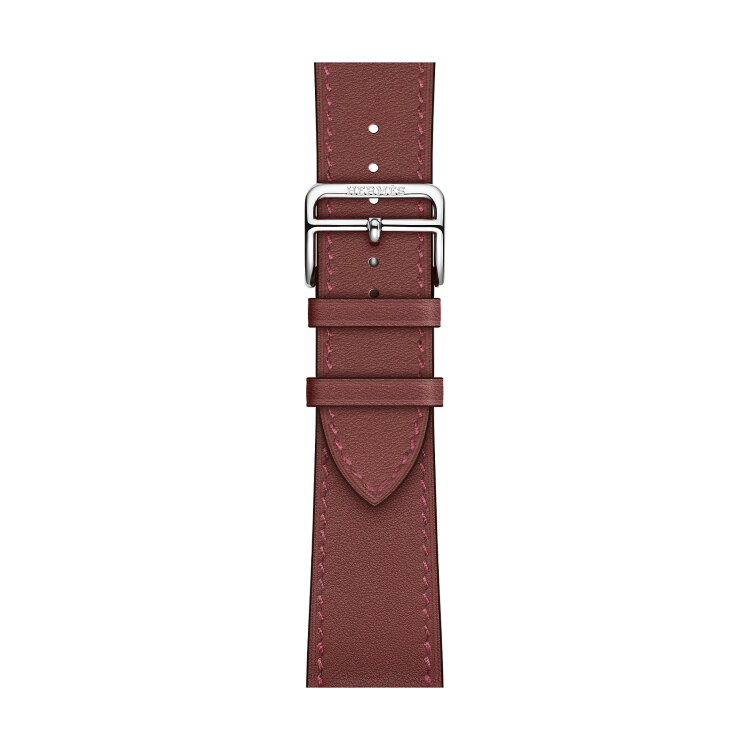 Кожаный ремешок Hermes для Apple Watch Single Tour 42mm - Темно-красный (Rouge H)