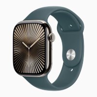 Apple Watch Series 10 42mm, Natural Titanium Case with Sport Band - Lake Green