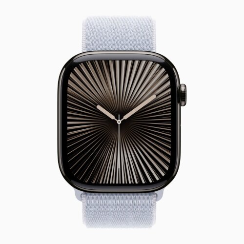 Apple Watch Series 10 46mm, Slate Titanium Case with Sport Loop - Blue Cloud