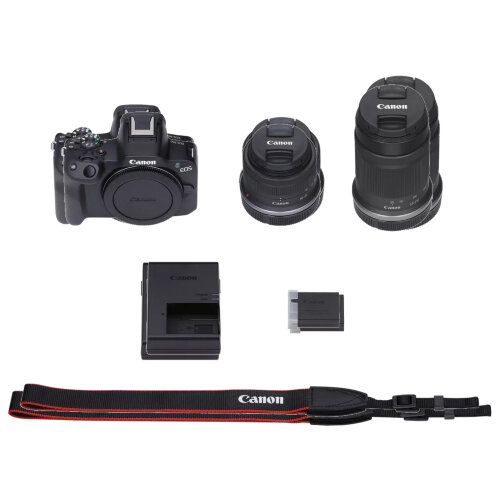 Canon EOS R50 Mirrorless Camera, Black + RF-S 18-45mm IS STM Lens + RF-S 55-210mm IS STM Lens