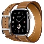 Apple Watch Hermes Series 11 42mm, двойной кожаный коричневый ремешок с пряжкой