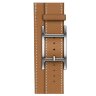 Apple Watch Hermes Series 11 42mm, двойной кожаный ремешок с пряжкой коричневого цвета