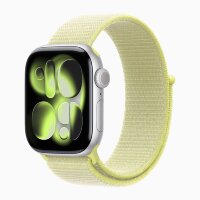 Apple Watch Series 11 42mm, Silver Aluminum Case with Sport Loop - Neon Yellow
