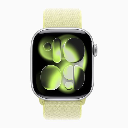 Apple Watch Series 11 42mm, Silver Aluminum Case with Sport Loop - Neon Yellow
