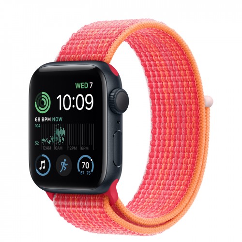 Apple Watch SE (2022) 40mm, Midnight Aluminum Case with Sport Loop - Red