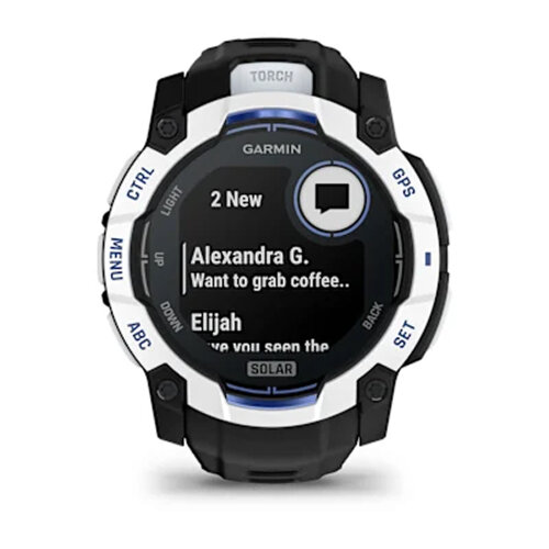 Умные часы Garmin Instinct 3 50mm, Solar, Whitestone, Black/Bolt Blue Band