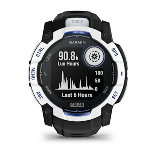 Умные часы Garmin Instinct 3 50mm, Solar, Whitestone, Black/Bolt Blue Band