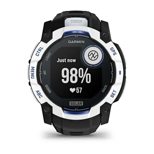 Умные часы Garmin Instinct 3 50mm, Solar, Whitestone, Black/Bolt Blue Band