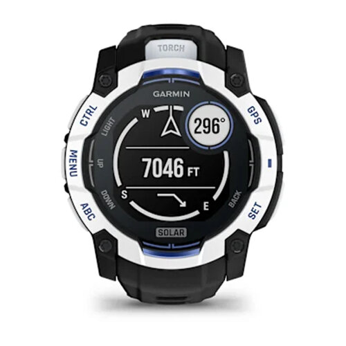 Умные часы Garmin Instinct 3 50mm, Solar, Whitestone, Black/Bolt Blue Band