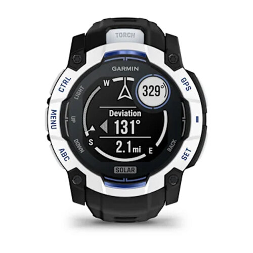 Умные часы Garmin Instinct 3 50mm, Solar, Whitestone, Black/Bolt Blue Band